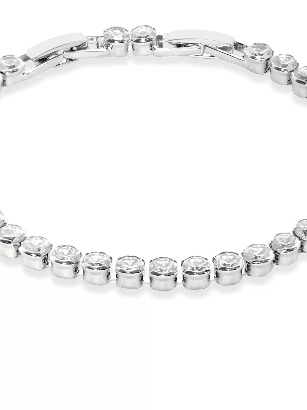 Rubans Voguish Rhodium-Plated Zirconia Studded Stunning Tennis BraceletÂ 